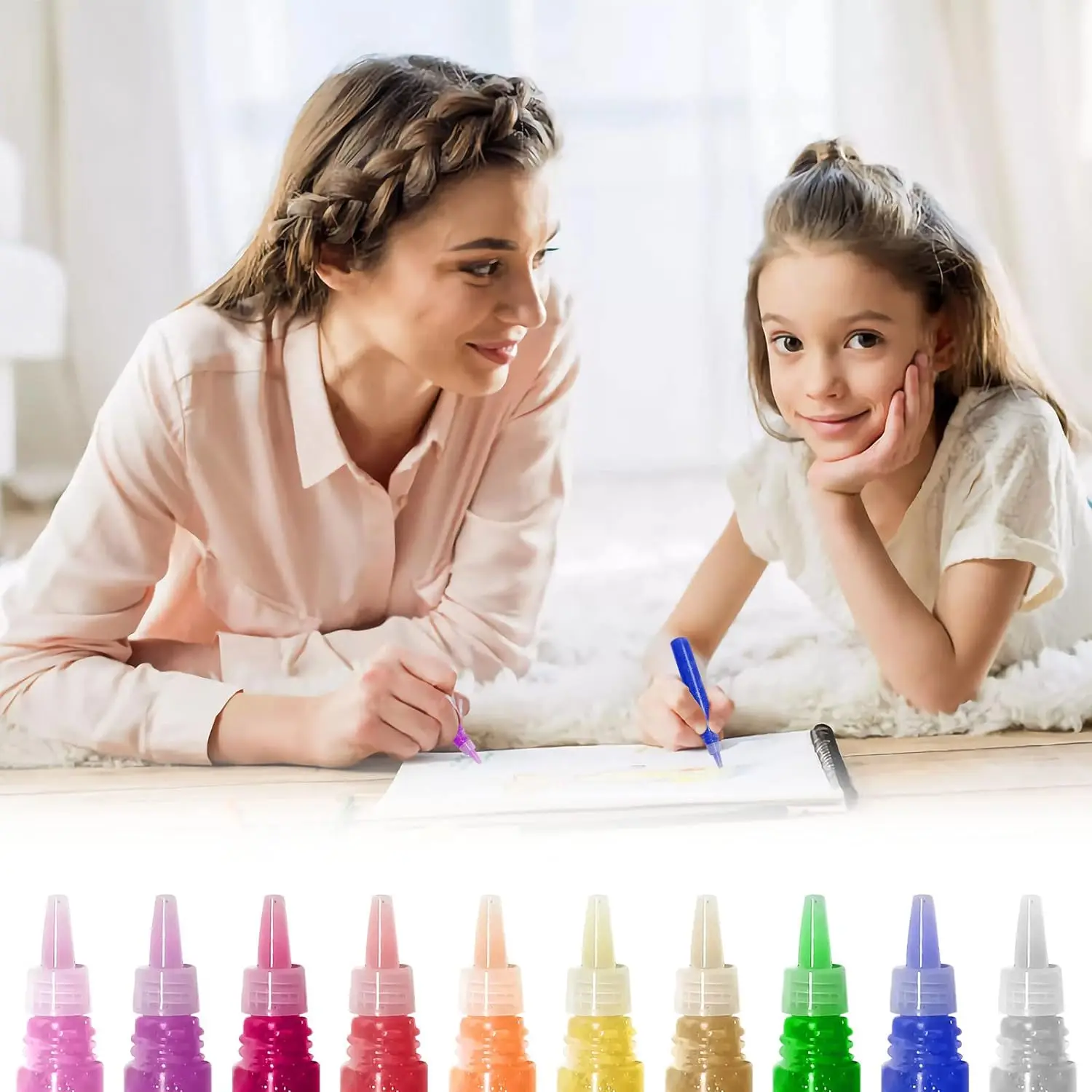 Non-Toxic Washable Glitter Glue Stick Set DIY Arts Crafts Glitter Pens Glue Gel Pens Art Grad Caps Decorating Supplies