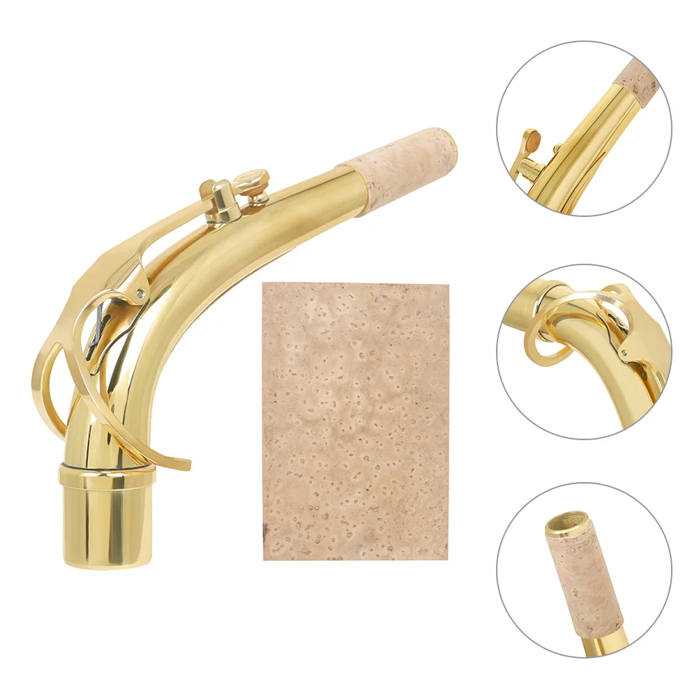 

1 Set Saxophone Bend Neck Sax Neck Replacement Part Alto Sax Bend Neck Brass Material with Cork Sheet
