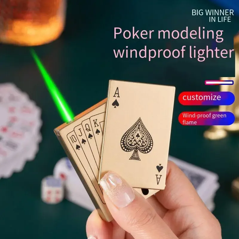 

Mini Spades A Windproof Lighter Poker Personality Cigar Lighter Strong Fire Power Refillable Fuel Lighter Creative Metal Lighter