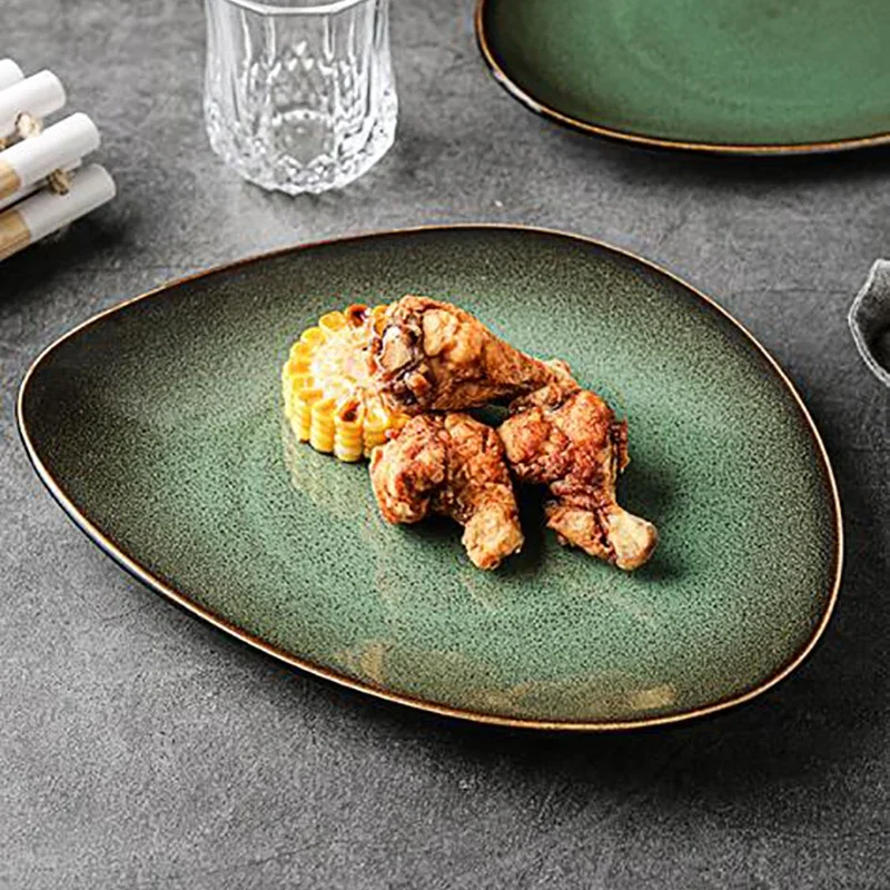 

Керамическая Треугольная обеденная тарелка особой формы в японском стиле тарелка для макаронных изделий Бытовая тарелка для стейков и фруктов посуда для отеля ресторана