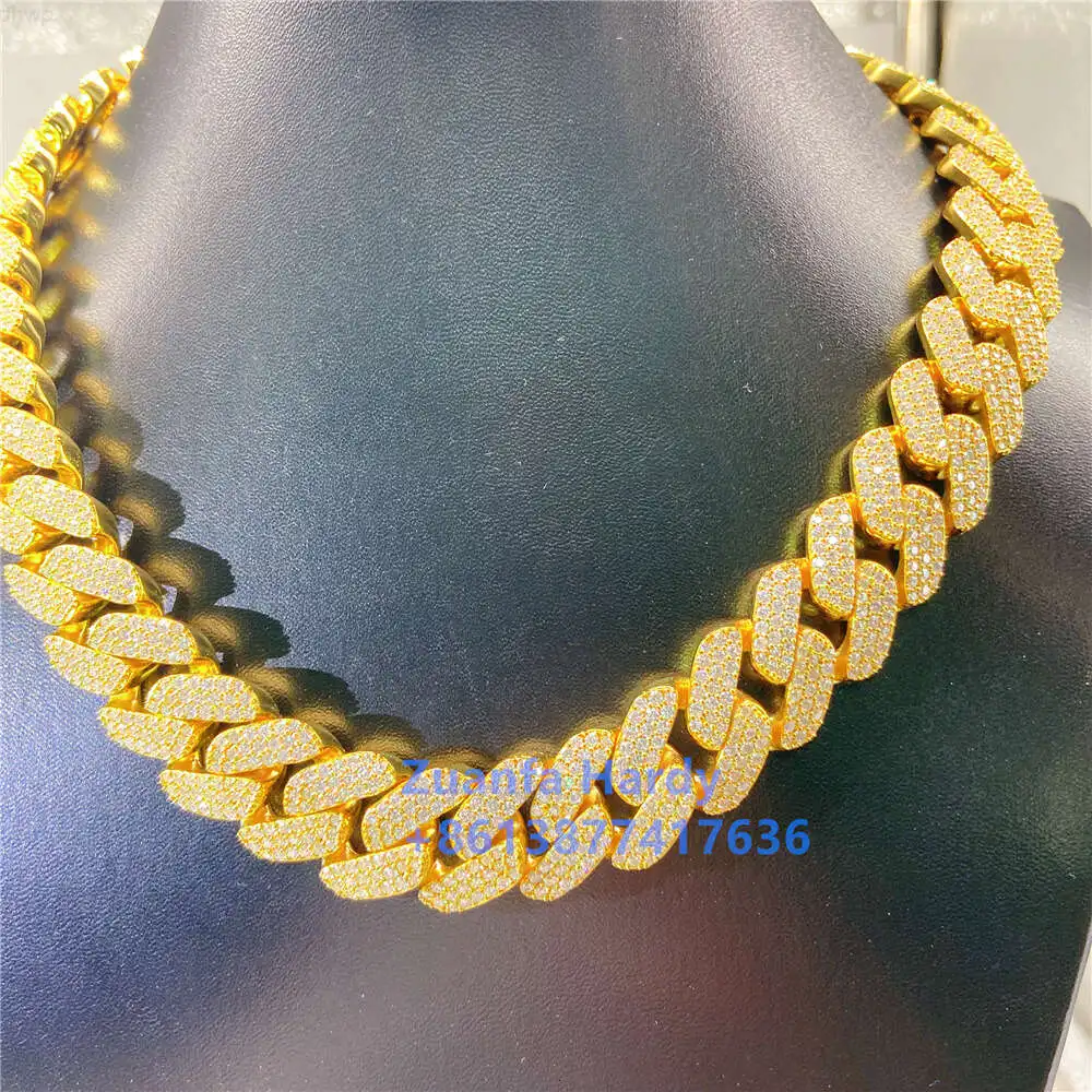 

Pass Tester Hip Hop Bling Jewelry 19mm Vvs Moissanite Necklace Men Fashion Iced Out Cuban Link Chain