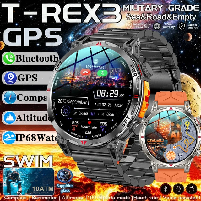 2025 New Military T-Rex3 GPS Smart Watch 10ATM