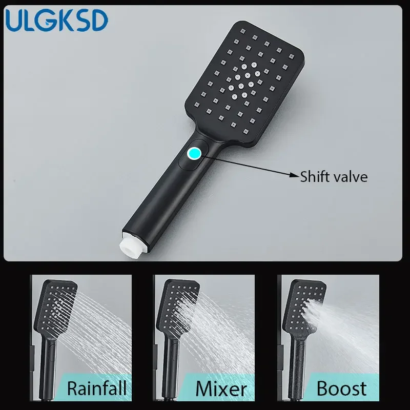 Shower Set Black Faucet 4 Ways Systems Adjustable Mixers Tap Bathe Free Rack Rainfall Modern Bathroom