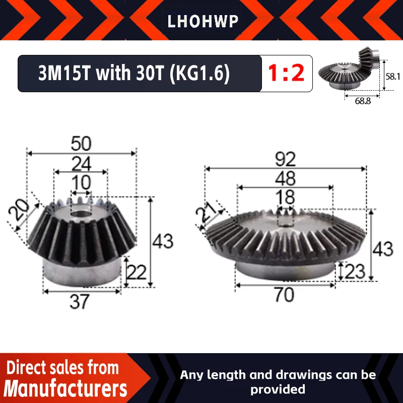 Engrenagens de Aço Chanfrado Parafuso Modelo 15 Dentes 30 Dentes Furo Interno 18 mm 90 Graus Drive Comuting m5 Pcs