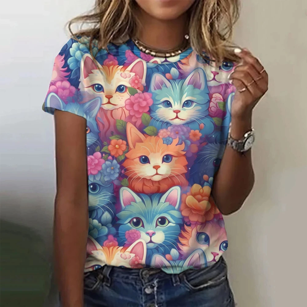 Cute-Cat-Print-Women-T-Shirt-Harajuku-Vintage-Short-Sleeved-Tees-O-Neck ...