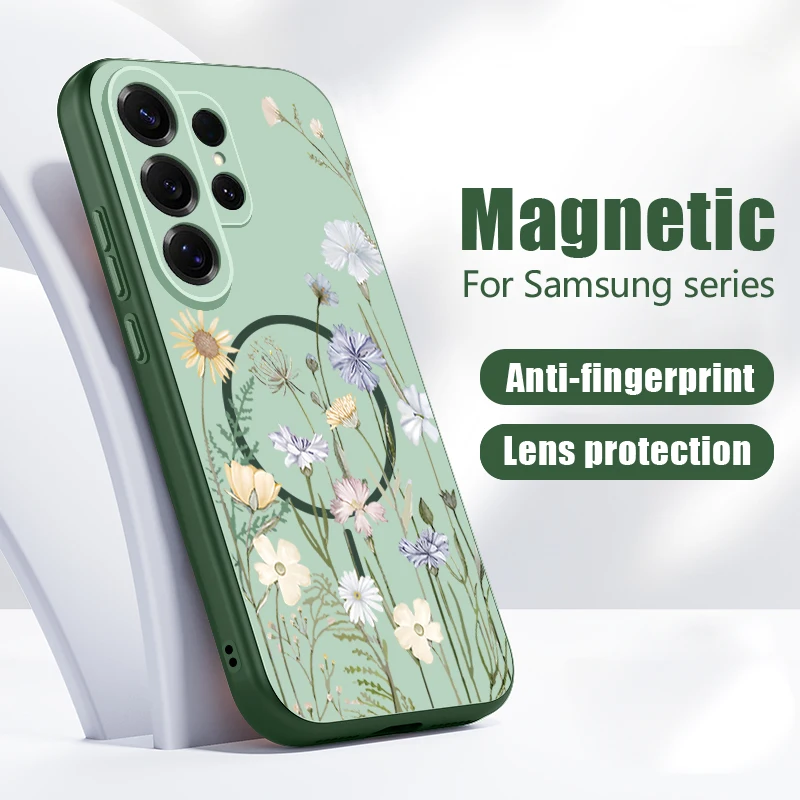 Little Flower Print Magnetic Phone Case - Stylish and Durable Hard Cover