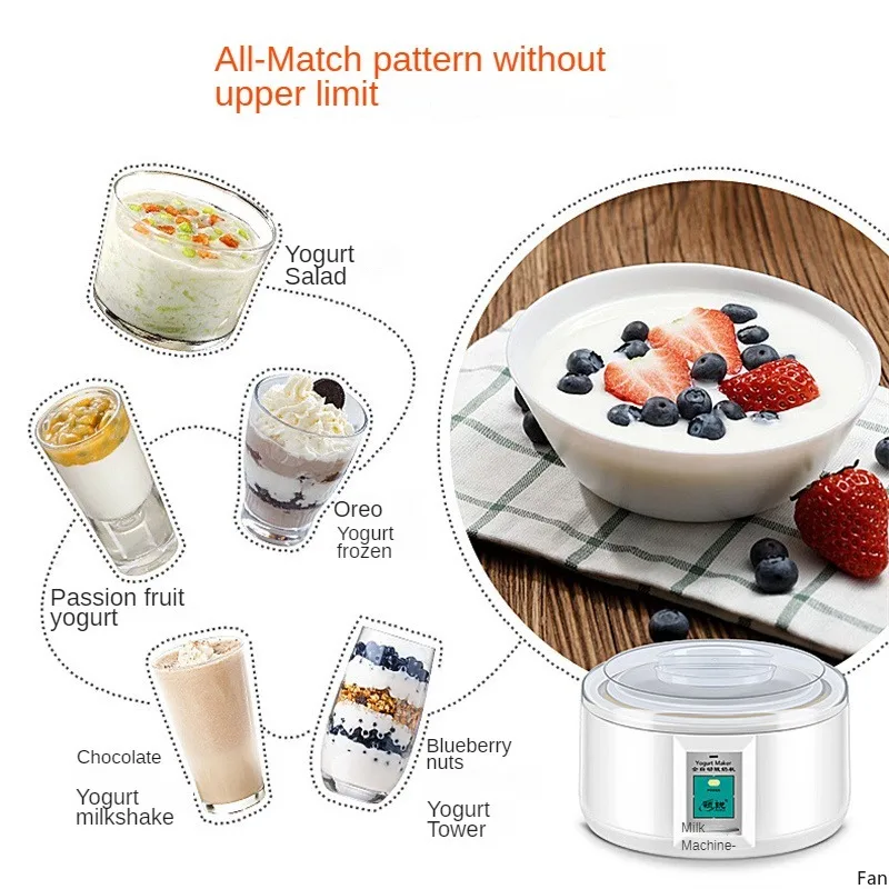 Automatic Yogurt Maker 1.5L Natto Rice Wine Fermenter DIY Tools Stainless Steel Liner 220V Kitchen Yogurt Maker