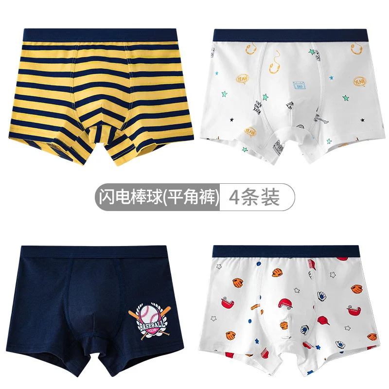 4 Piece Kids Boys Underwear Cartoon Children's Shorts Panties for Baby Boys  Boxer Brief Stripes Teenager Underpants for 2-14T - AliExpress