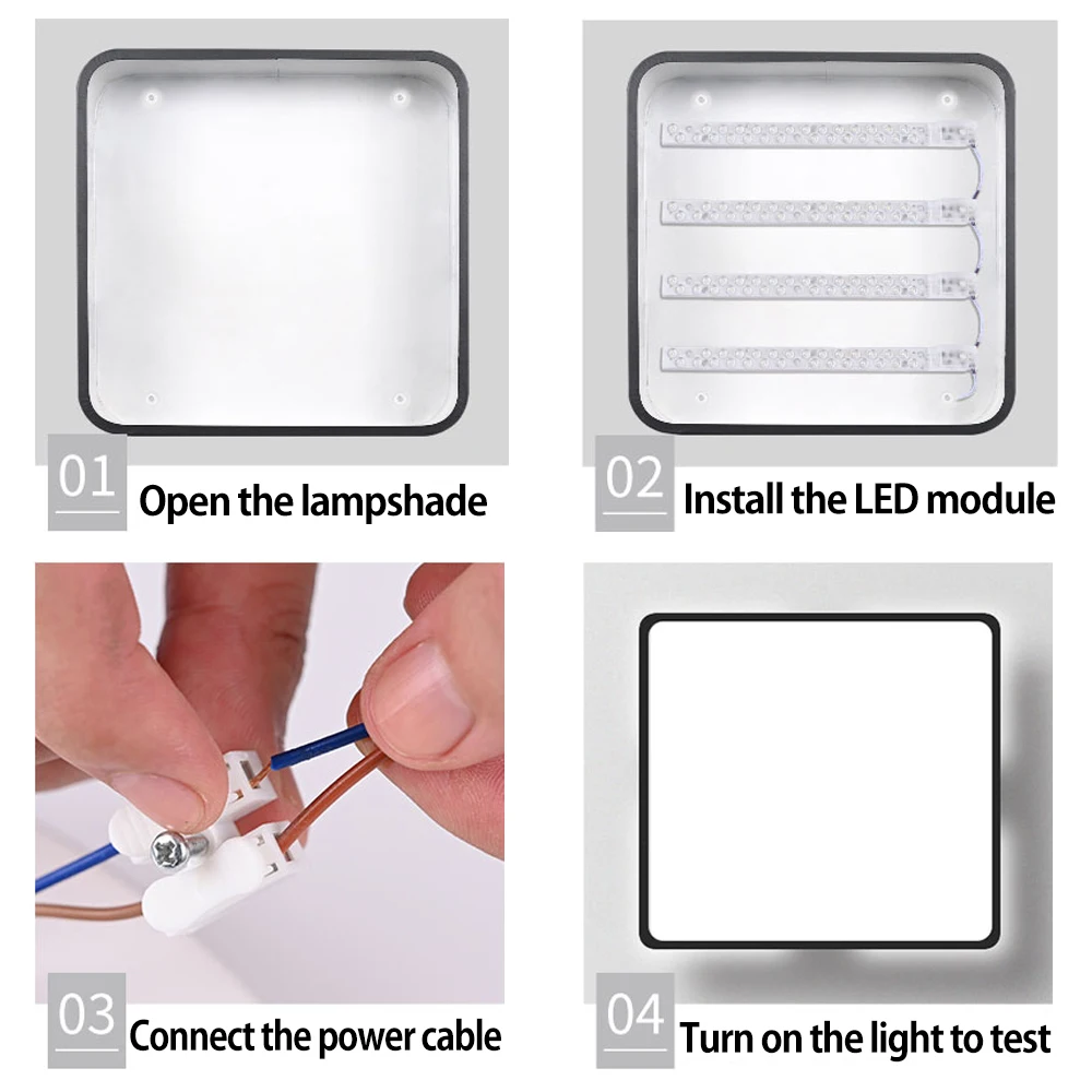 Led Ceiling Light Module Panel 220V Ceiling Lights Fixtures Lens Board Room Ceiling Square Lamp Wall Lamp Replacement Parts