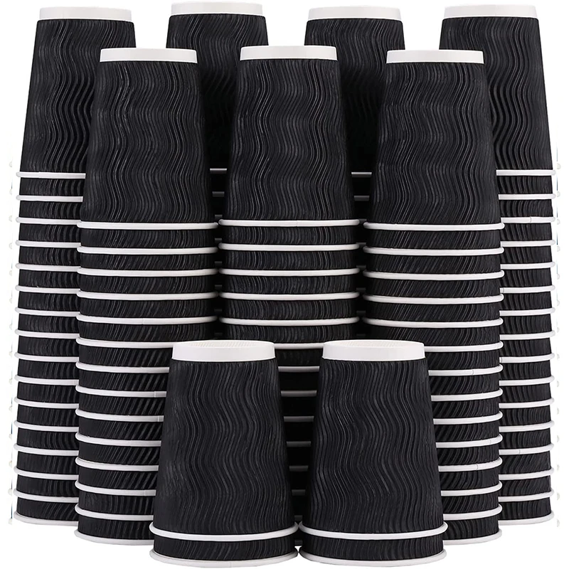 

120 Pack 8oz Disposable Coffee Cups Insulated Corrugated Paper Cups Kraft Ripple Wall Cups for Hot Beverage or Cold Drinks Offic