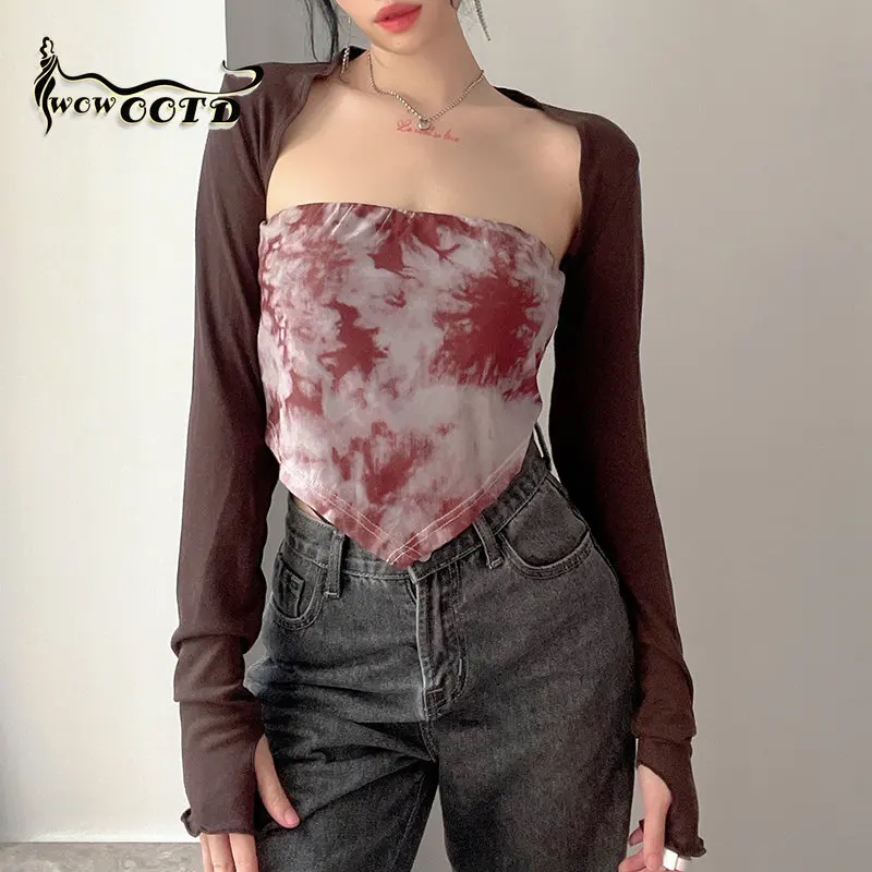 

WOWOOTD Sexy Super-short Crop Top Women Raglan Sleeves T Shirt Harajuku Long Sleeve Streetwear Basic Tshirts Slim Tee Korean