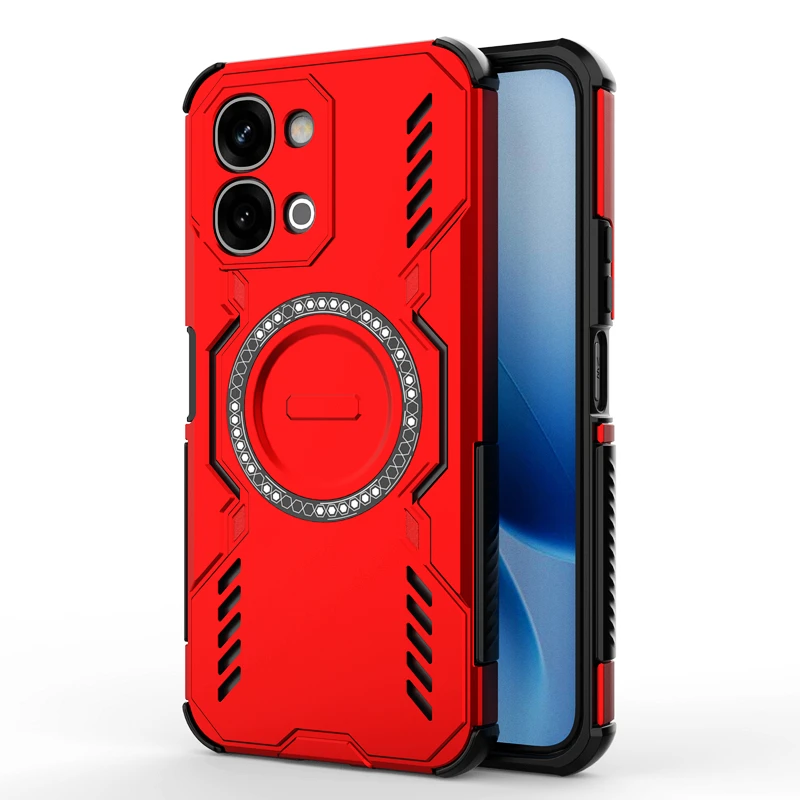 Rugged Hollow Heat Dissipation Armor Phone Case with Magnetic Shockproof Cover
