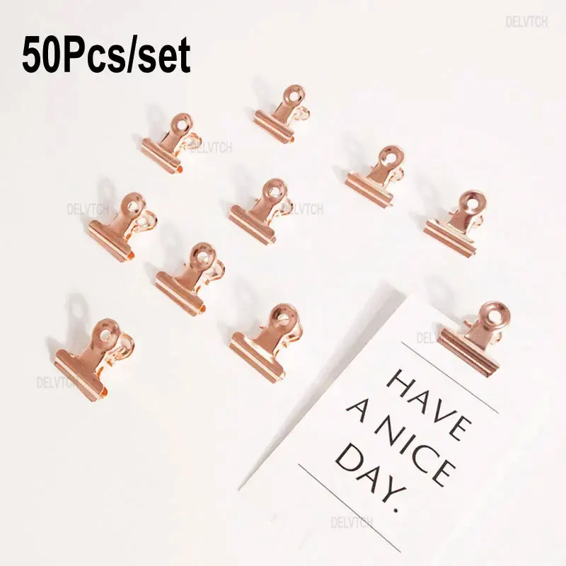 Round Metal Grip Clips Ticket Paper Stationery Bulldog Spring Clip 4 Color 50Pcs/Set 21mm*23mm For Tags Bags Office School Gift
