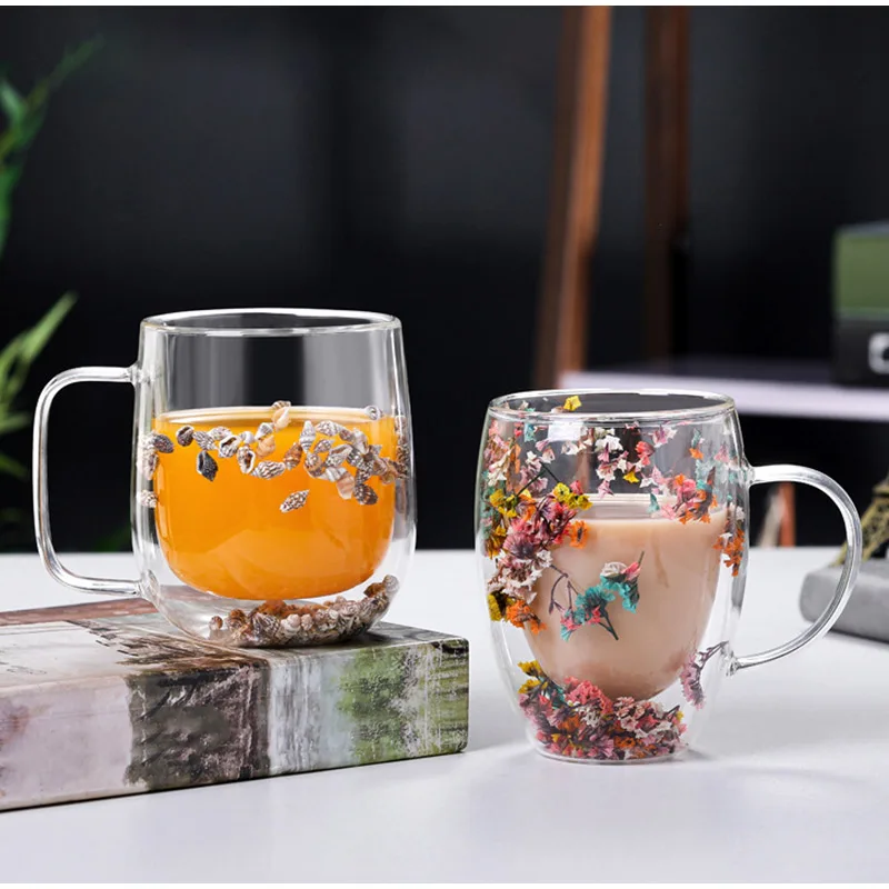 Glass Mugs, Glass Coffee Mug with Lid,Clear Glass Coffee Cups