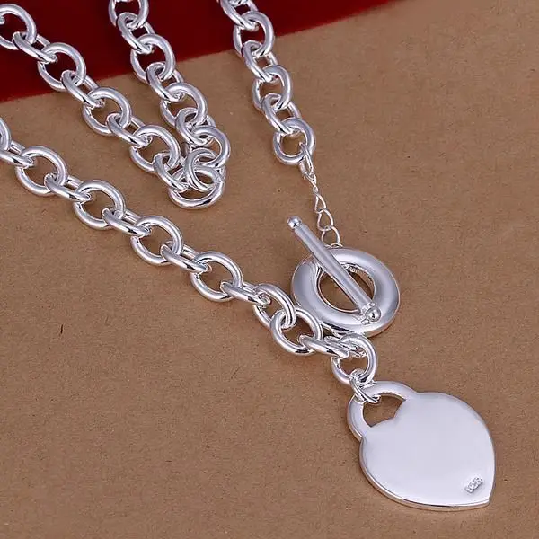 Beautiful Love Heart Card 925 Color Silver Necklace Bracelet Jewelry Set for Women Classic Fashion Wedding Party Holiday Gift
