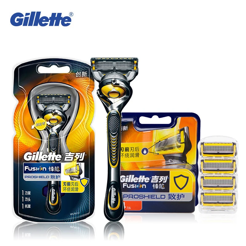 Nuovo Originale Gillette Fusion Proshield Rasoio Da Barba Lame 1 Manico + 5 Lame Per Uomo Marche Rasoi Rasoio Di Sicurezza