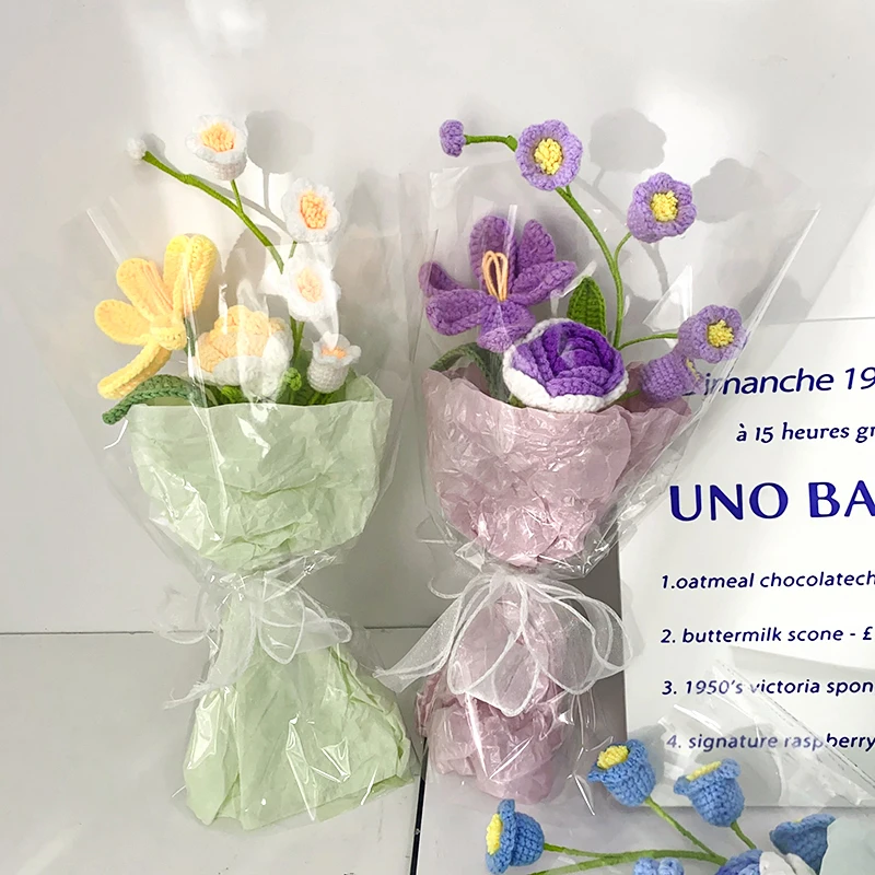 

Готовые вязаные цветы, букет вязаных крючком, креативные вязаные цветы, подарок на день матери, Свадебная вечеринка, товары для украшения дома