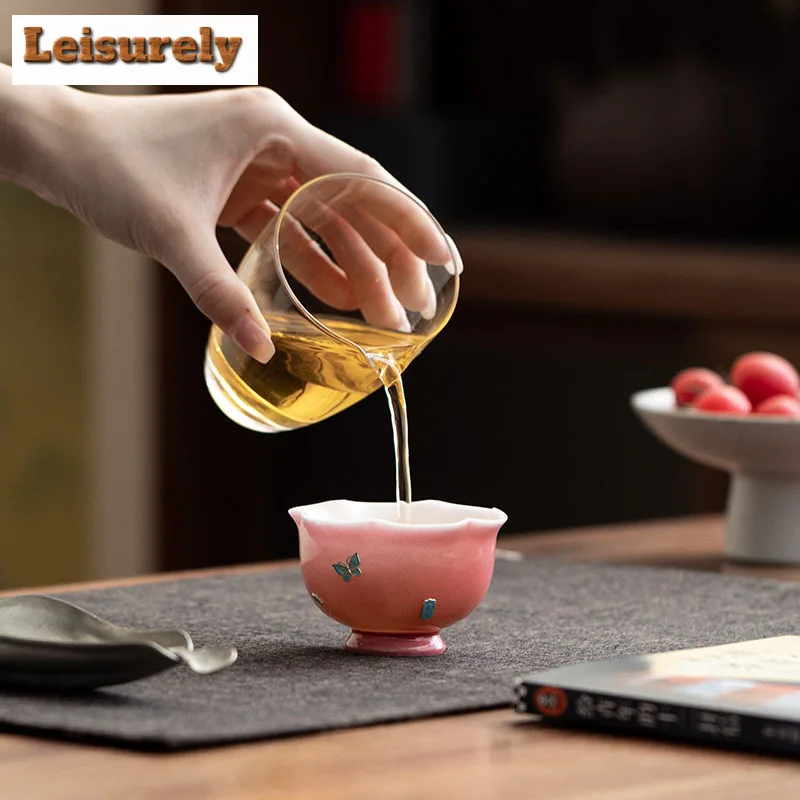 80ml Silver-plated Ice Jade Porcelain Kui Mouth Teacup Luxury Tea Bowl Cute Cup Tea-tasting Personal Cup Chazhan Master Cups