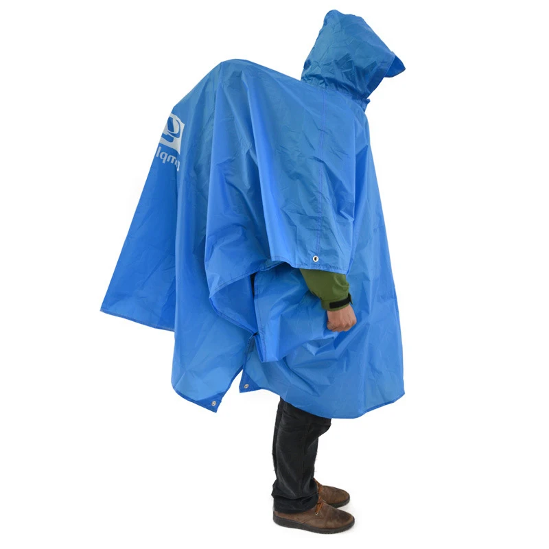 3 in 1 Multifunctional Raincoat with Hood Outdoor Men Women Poncho Hiking Fishing Mountaineering Rain Jacket Camping Tent Mat