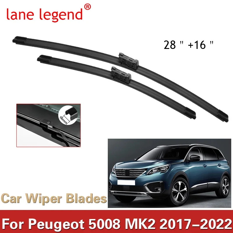 Car Wiper Blades for Peugeot 5008 2017 - 2022 2nd 2 Gen Front Windscreen Windshield Brushes Washer Car Accessories Stickers