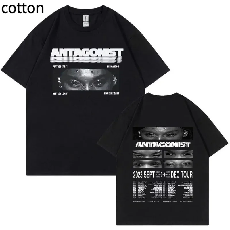 

Rapper Playboi Carti Antagonist Tour T-shirt 2023 Concert Fans T Shirt Men's Fashion Hip Hop Short Sleeve Oversized T-shirts