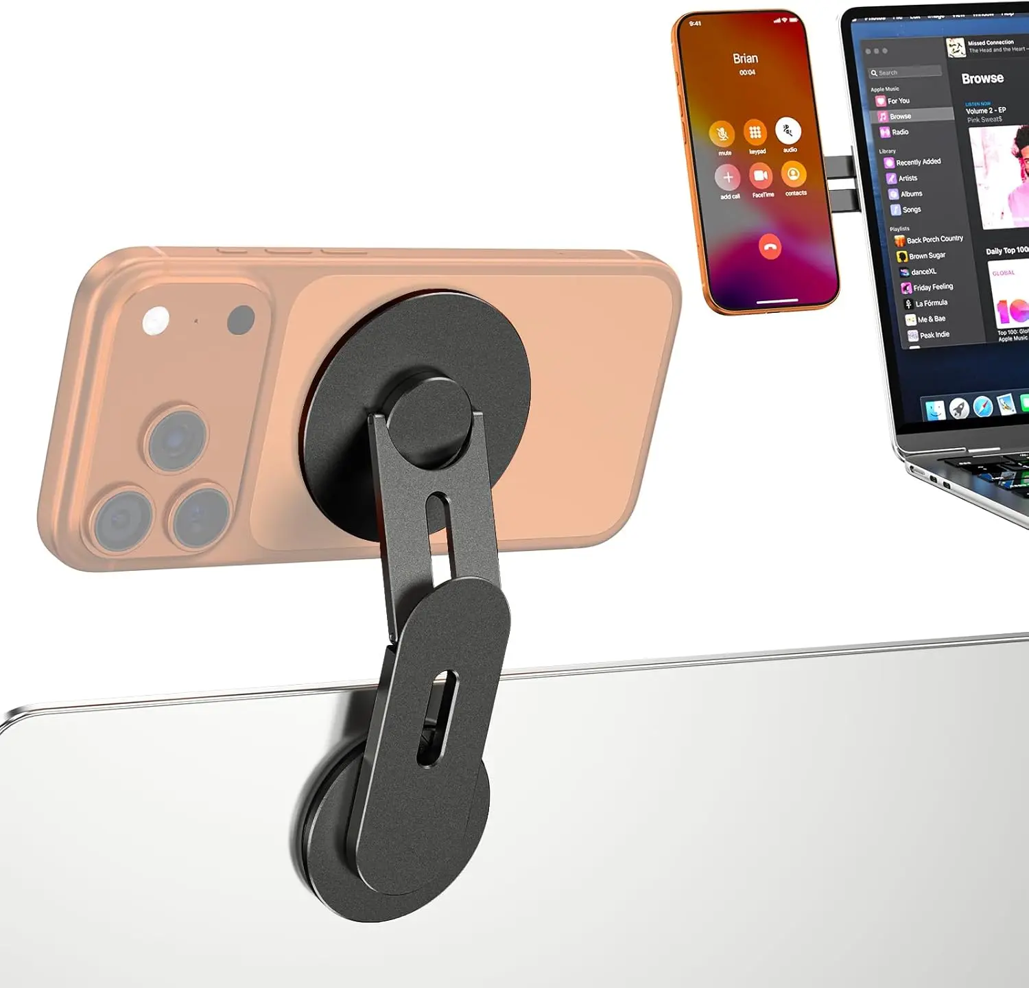 자석식 노트북 휴대폰 거치대, MagSafe 아이폰 시리즈와 호환되는 금속 휴대..