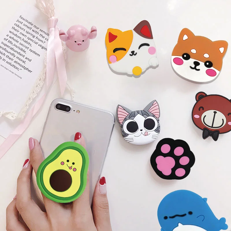 Cute Cat Cartoon Mobile Phone Holder Universal Colorful Mobile Phone Accessorie  Stand Holder Expanding Phones Holder Grip