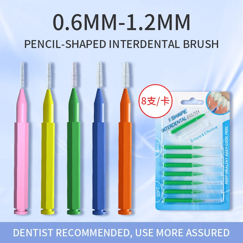 

8Pcs I Shaped Interdental Brush Toothpicks Orthodontic Clean Between Teeth Nylon Soft Brush Inter Dental Picks