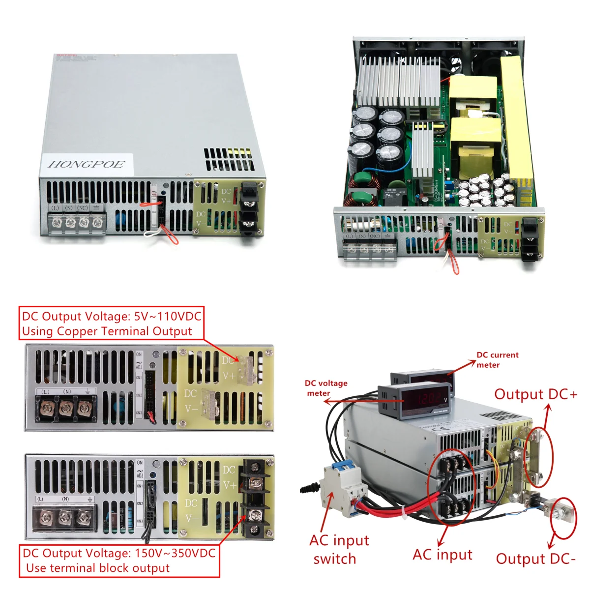 

Adjustable Power Supply DC Transformer 220v to 12v 5V 24V 36V 48V 60V 85V 110V 350V 400V 0-5V Analog Signal PLC Control Output