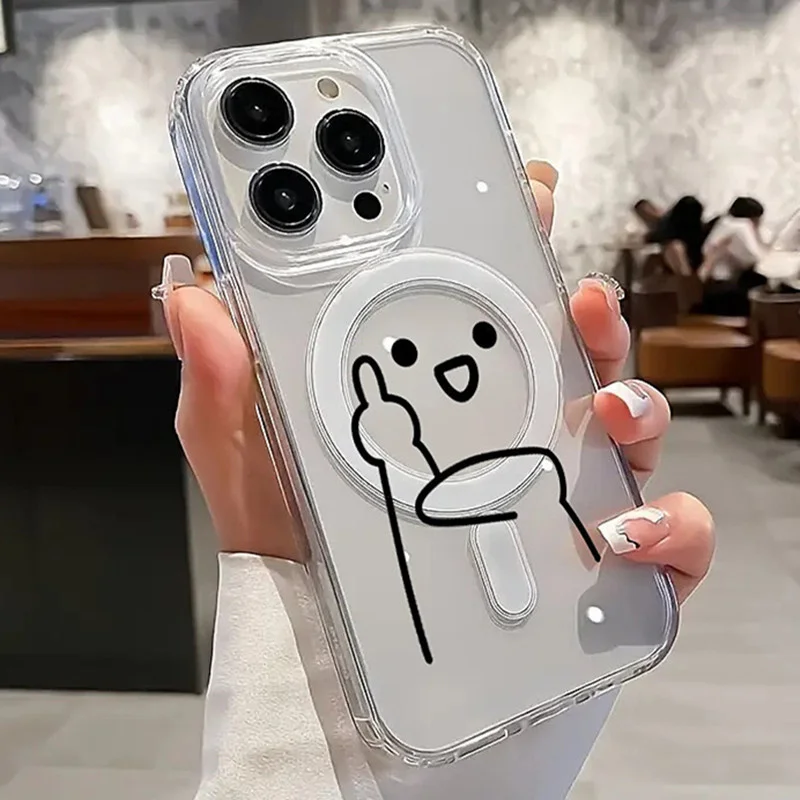 Transparent Magnetic Phone Case with Matchstick Design - Clear and Stylish Protection