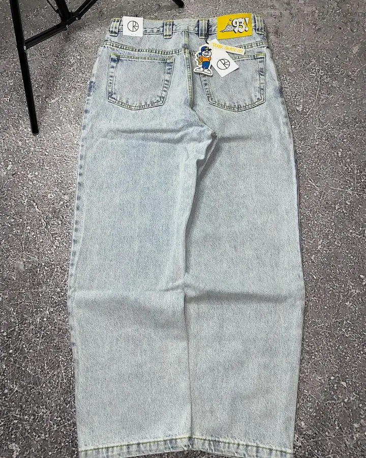 Polar Big Boy Jeans Y2K Harajuku Gothic Hip Hop Cartoon Embroidery Retro Blue Baggy Jeans Women Men High Waist Wide Leg Trouser 3