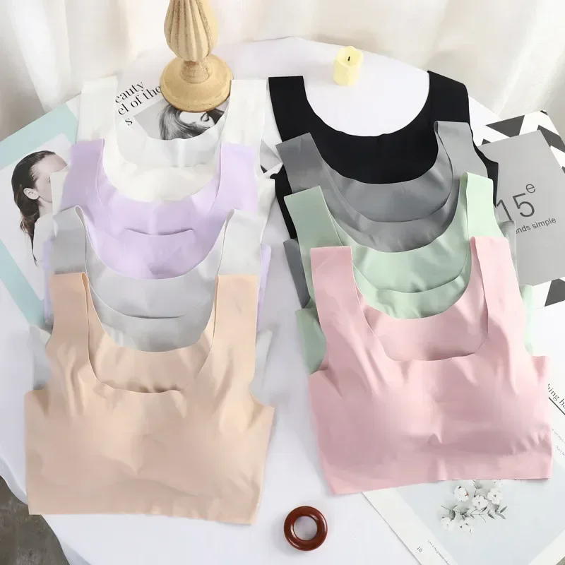 

Шелковое бесшовное Нижнее Белье, Нижнее Белье, спортивный бюстгальтер для йоги, сексуальный женский бюстгальтер без косточек, жилет, Женское Нижнее Белье для сна