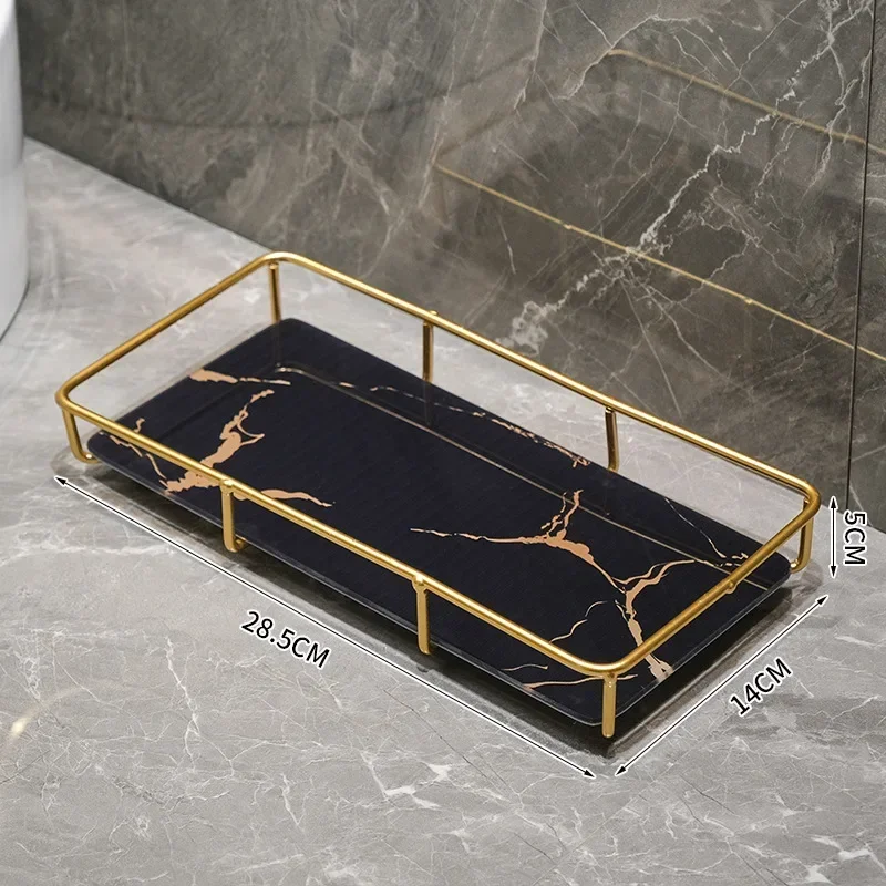 New Light Luxury Style Bathroom Toilet Washbasin Cosmetic Box Storage Rack Storage Rack Washbasin Desktop Tray Storage Items 3