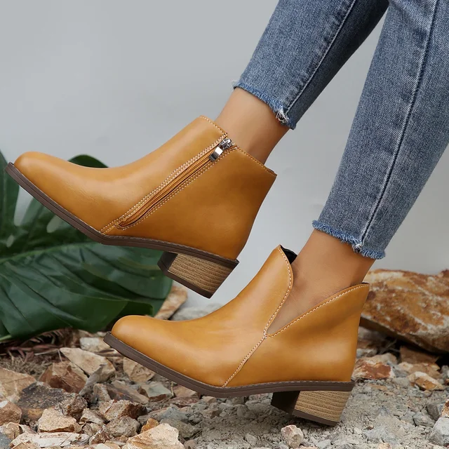 2024 New Arrival Spring Autumn Casual Fashion Pointed Toe Square Heel