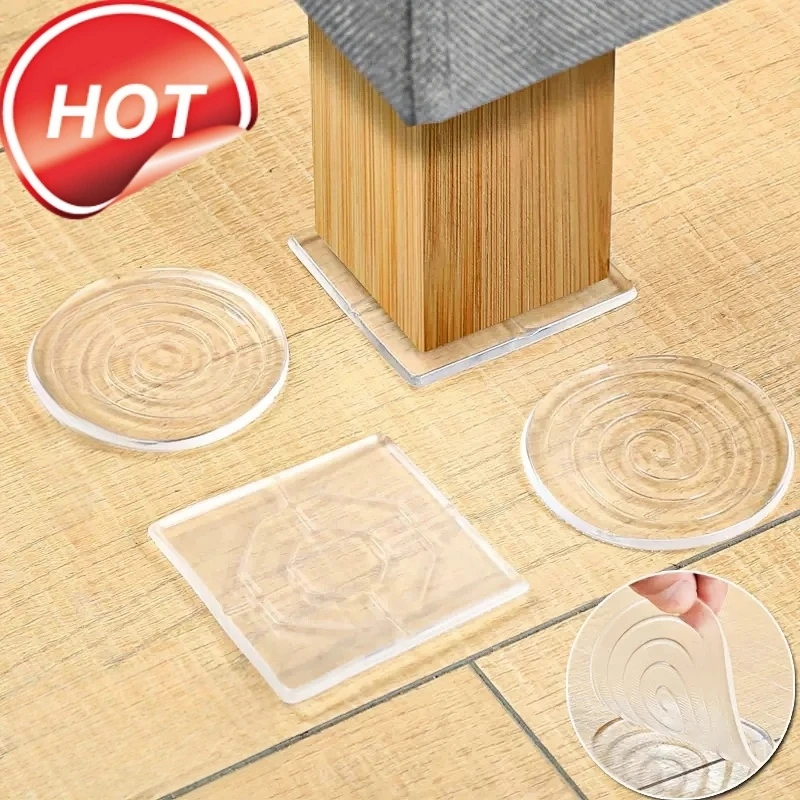New 4pcsTransparent Silicone Anti-Slip Furniture Gaskets Table Leg Bed Foot Mat Corner Sofa Fixator Clear Anti-Moving Pad