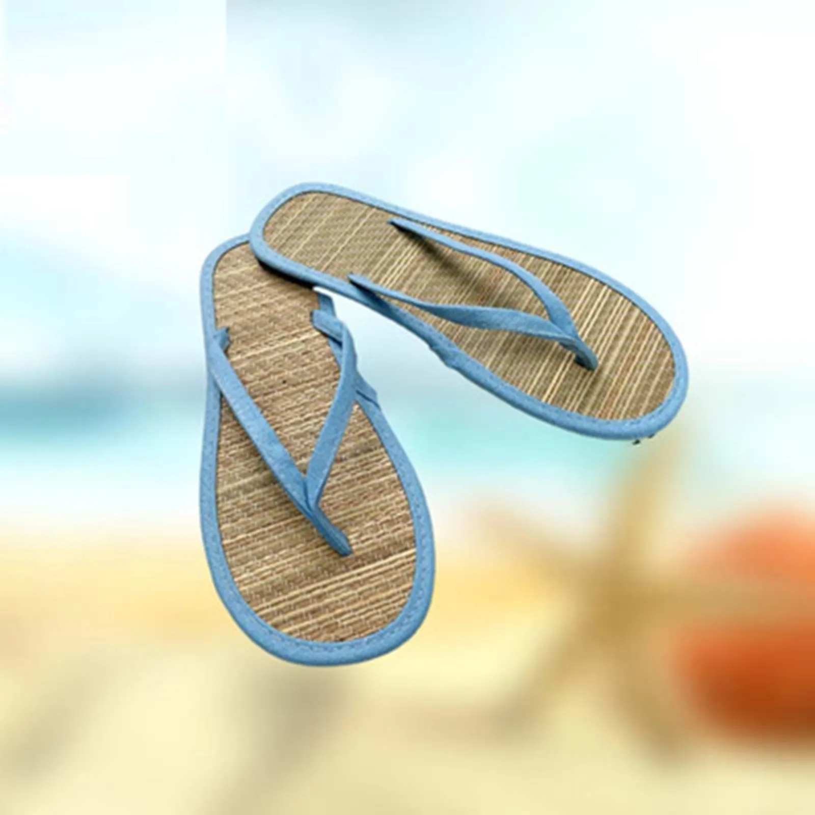 Women’s Flat Flip-Flops – Comfortable Non-Slip Sandals with Bamboo Rattan Design, Fashionable Slippers for Home and Bathroom Use Beach Footwear Flip-flops