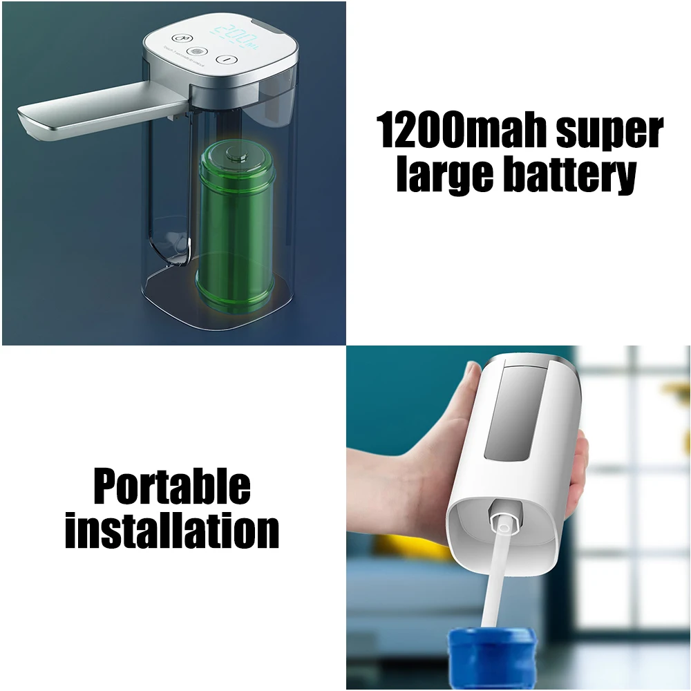 Water Bottle Dispenser Pump Fingerprint Electric Water Absorber Touch Control Button Dispenser Smart Display Folding water dispenser water bottle pump beverage dispenser water dispenser pump