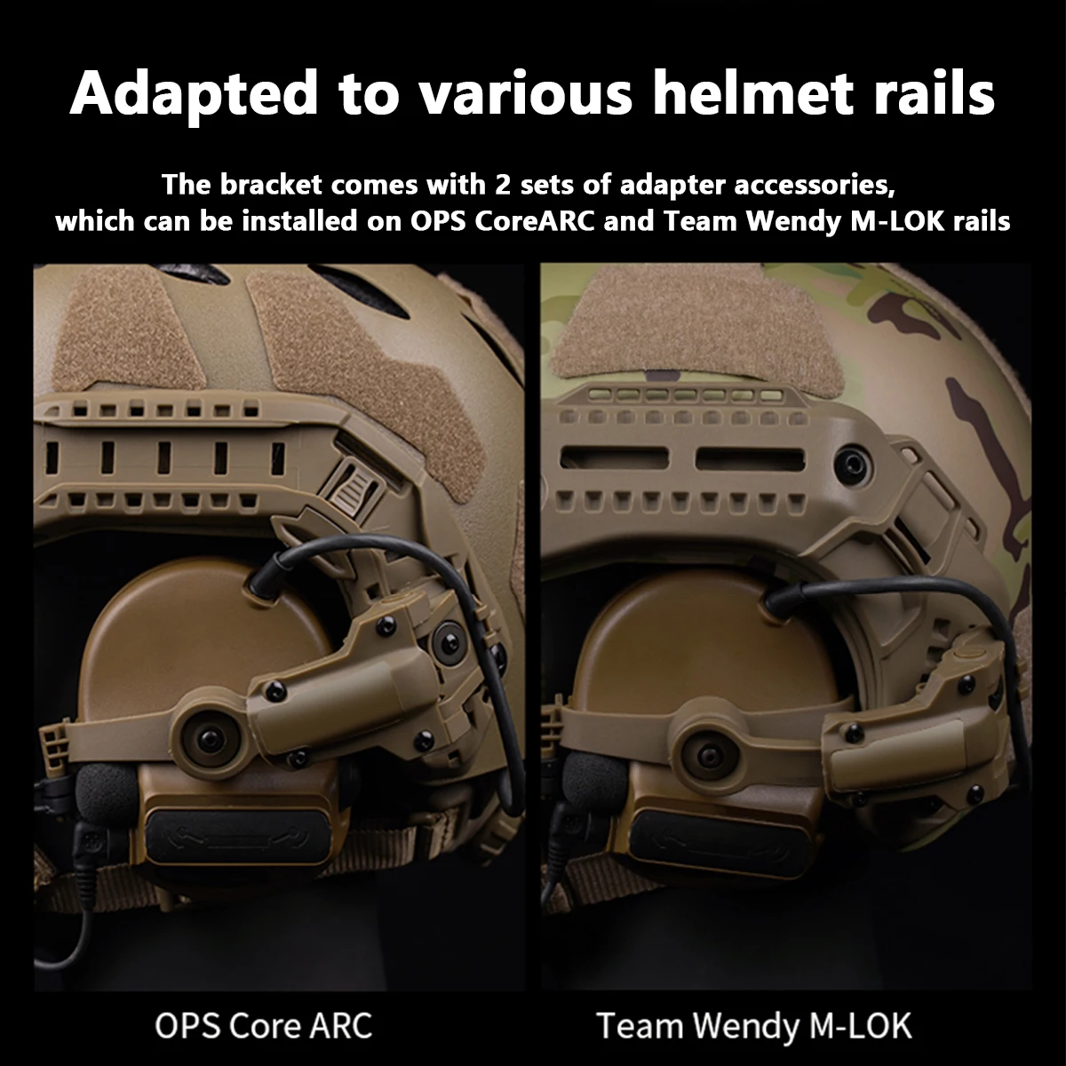 Helm-Schienenadapter für PELTOR ComTac Airsoft Schieß-Headset Zubehör Headset-Halterung passend für Ops Core ARC Wendy ML-K Schiene – Detail 8