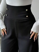 Women's Fashionable and Elegant Solid Color Wide-Leg Pants for Spring and Autumn, High-Waisted Pants - Image 5