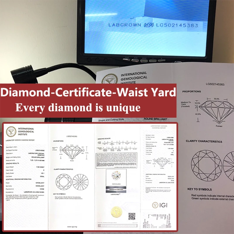 COSFIX 0.3-5ct Round Lab Grown Diamond HPHT IGI Certificate 3EX D/F Color VVS1 Clarity Diamond Gems 2