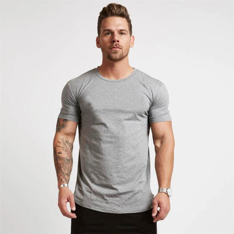 T-shirt sportive muscolari da uomo T-shirt alla moda Top manica corta Allenamento atletico Abbigliamento da palestra T-shirt slim fit da uomo - immagine 6