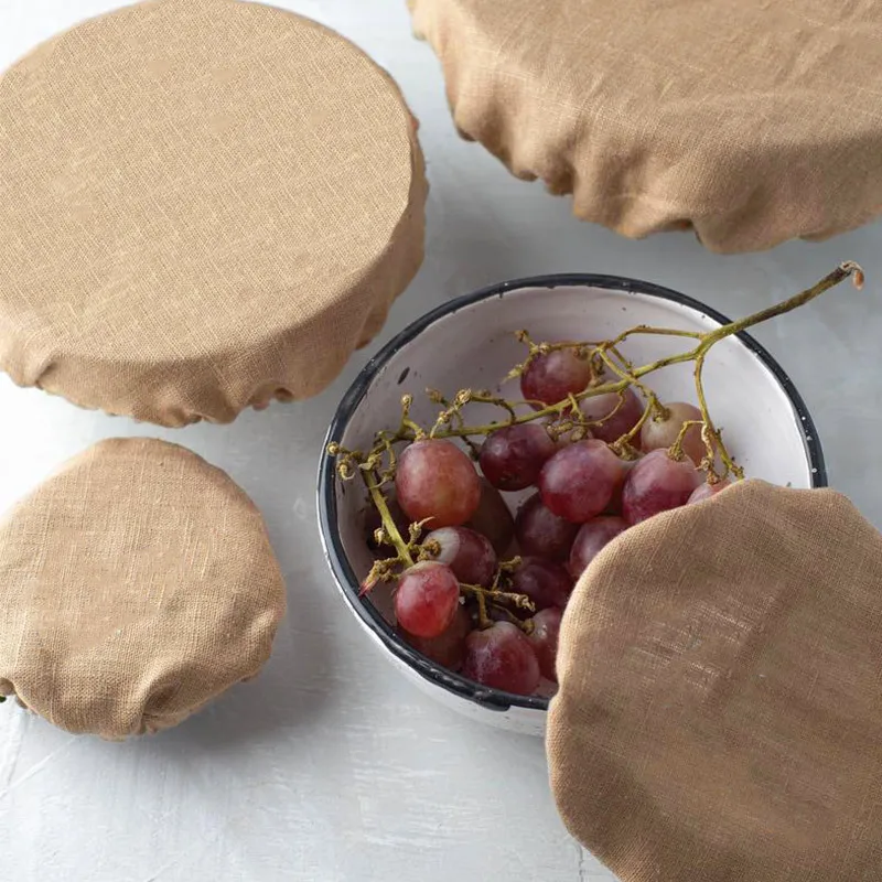 Handmade Reusable Linen Fabric Bowl Cover No Fading Washable Universal