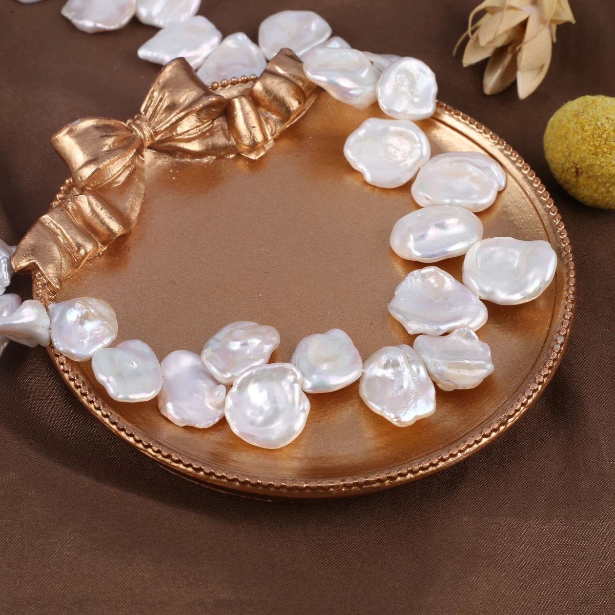 Charm Natural Freshwater Baroque Pearl Petal Shape White Beads High Quality Jewelry DIY Necklace Earrings Accessories Gift