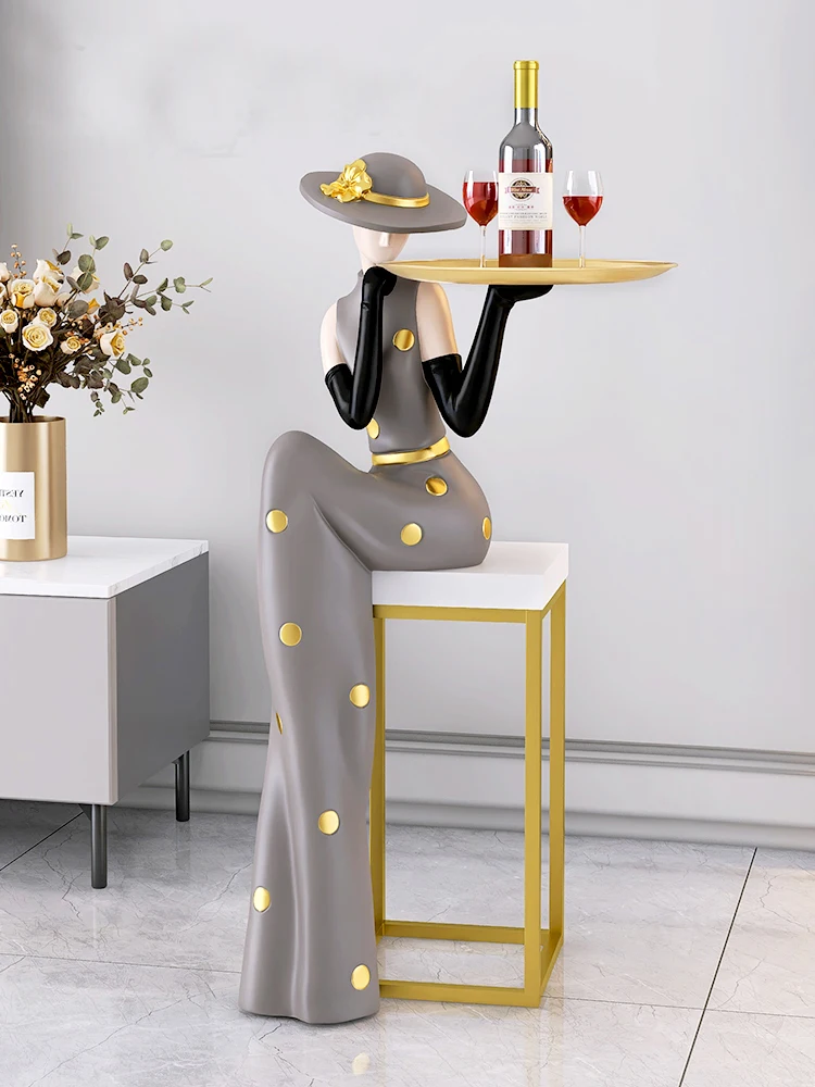 

Light Luxury Art Figure Large Floor to Floor Decoration Tray Living Room foyer TV Cabinet Sofa Next to Home Decoration
