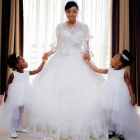 Vintage Lace Appliques African Beading Wedding Dresses Short Sleeves Vestido De Noiva Robe De Mariee Bride Dresses Bridal Gowns - Image 3