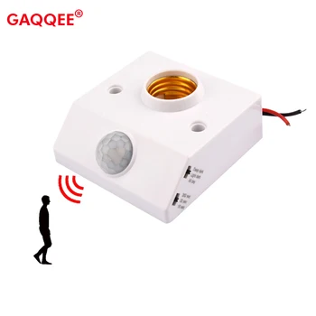 AC110-240V LED 자동 인체 적외선 IR 센서 램프 홀더, LED 전구 라이트, E27 베이스 PIR 모션 감지기, 벽 램프 홀더