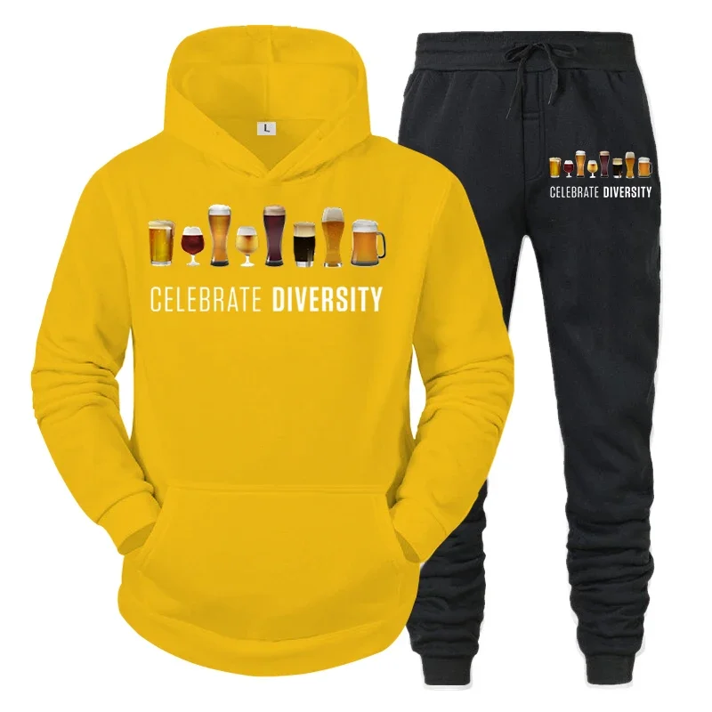 thumbnail image 1 of Conjunto de ropa deportiva para hombre "CELEBRATE DIVERSITY Beer" 2024, sudadera con capucha de manga larga divertida para amantes de la cerveza y traje de pantalón, conjunto de sudaderas sueltas, 1 of 5