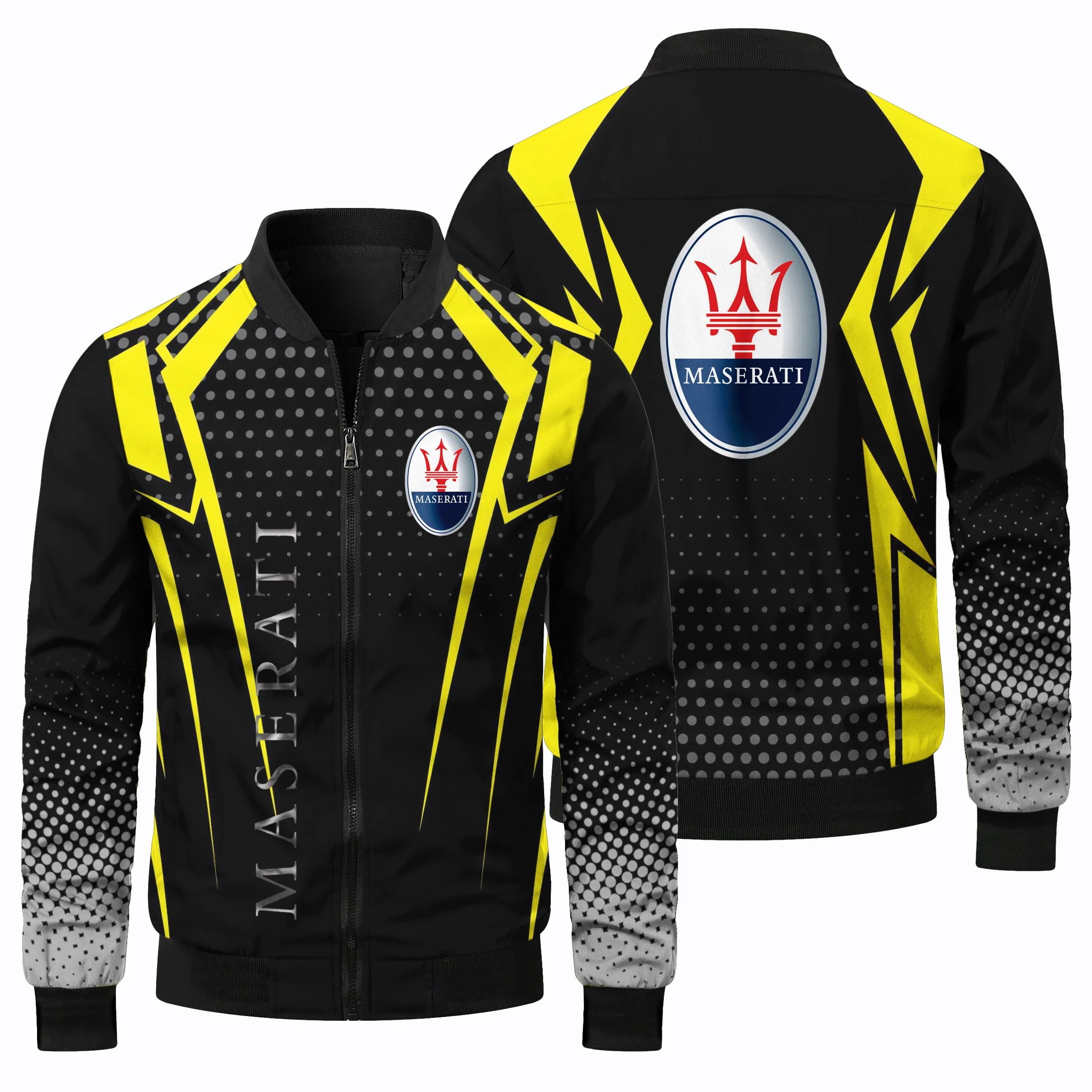 thumbnail image 1 of Chaqueta de abrigo con estampado clásico de carreras en 3D para hombre, ropa de exterior para viajes al aire libre, ciclismo, carreras, chaqueta de vuelo con cuello redondo y cremallera de moda, 1 of 5