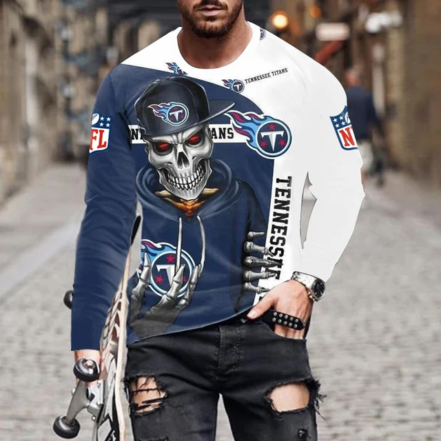 Printed Long Sleeve T-shirt 3d Men's Autumn Fashion Skull Shirt Hip Hop Street American Loose Top Vintage Oversized T-shirt 5xl 5