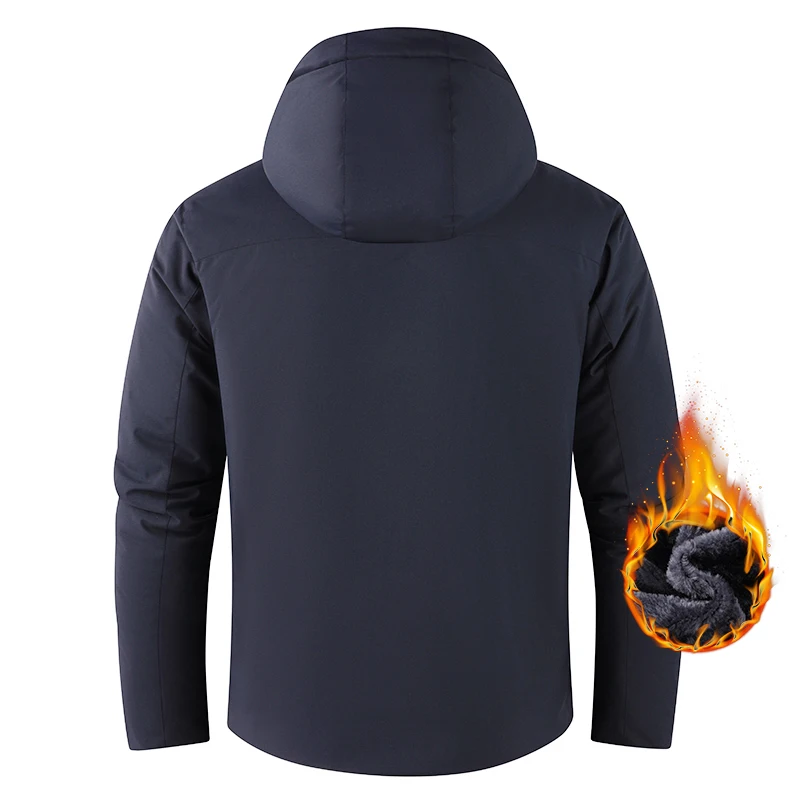 Men Winter Jacket - Waterproof Windproof Thick Fleece Coat With Hood & Pockets